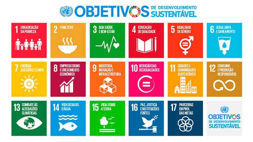 Os 17 Objetivos de Desenvolvimento Sustentável da ONU  — Foto: Divulgação