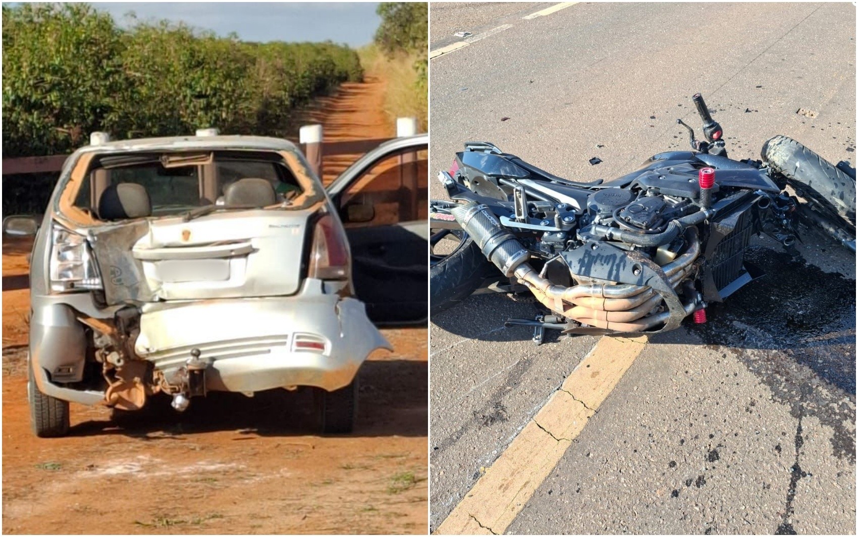 VÍDEO: Motociclista fica ferido após bater na traseira de carro na BR-265, em Boa Esperança, MG