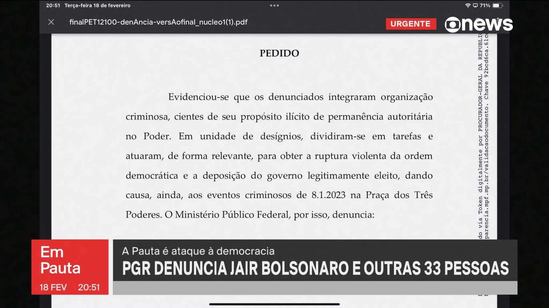 VÍDEOS: PGR denuncia Bolsonaro por golpe de estado