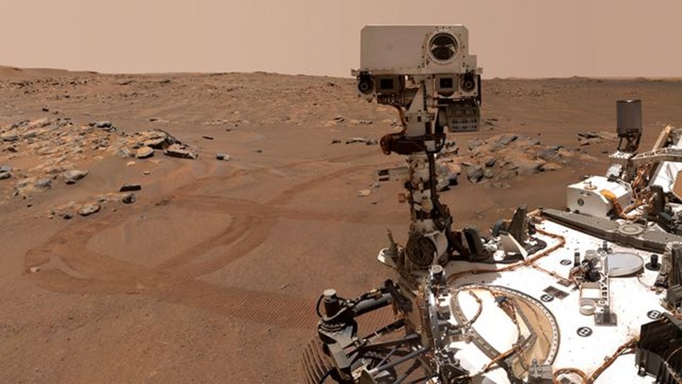 O rover Perseverance da agência espacial dos Estados Unidos está perto de completar seu primeiro grande objetivo em Marte. — Foto: NASA
