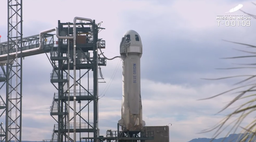 Após acidente em 2022, Blue Origin, de Jeff Bezos, lança com sucesso foguete New Shepard — Foto: Reprodução/Blue Origin