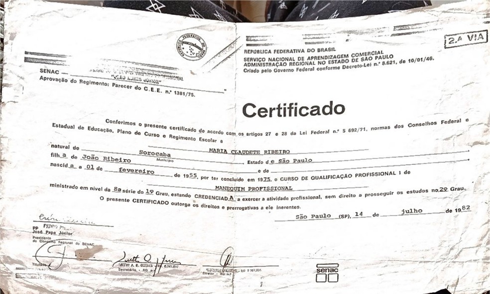 Maria Claudete Ribeiro, a Kal Manequin's, foi a 1ª mulher a obter registro profissional de manequim em Sorocaba (SP), segundo a família — Foto: Arquivo pessoal