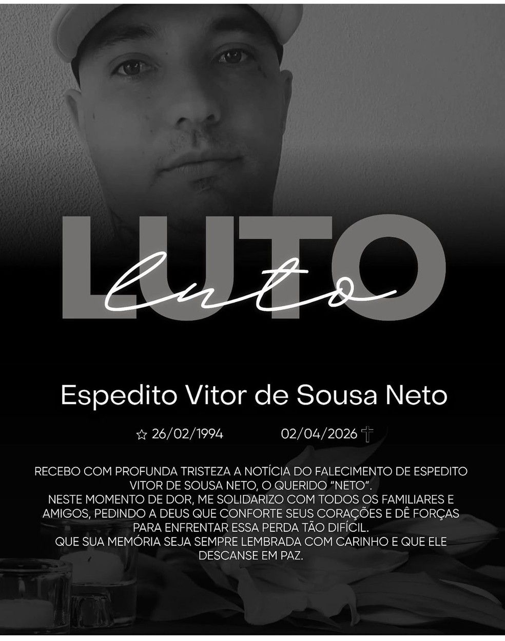 Espedito Vitor de Sousa Neto, de 32 anos, morreu nesta quinta-feira (2) ao ser atropelado por um ônibus escolar em Caieiras, na Grande São Paulo. — Foto: Reprodução/Redes Sociais