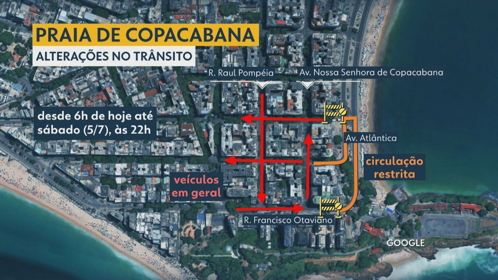 Copacabana já tem primeiras alterações no trânsito para Cúpula do Brics