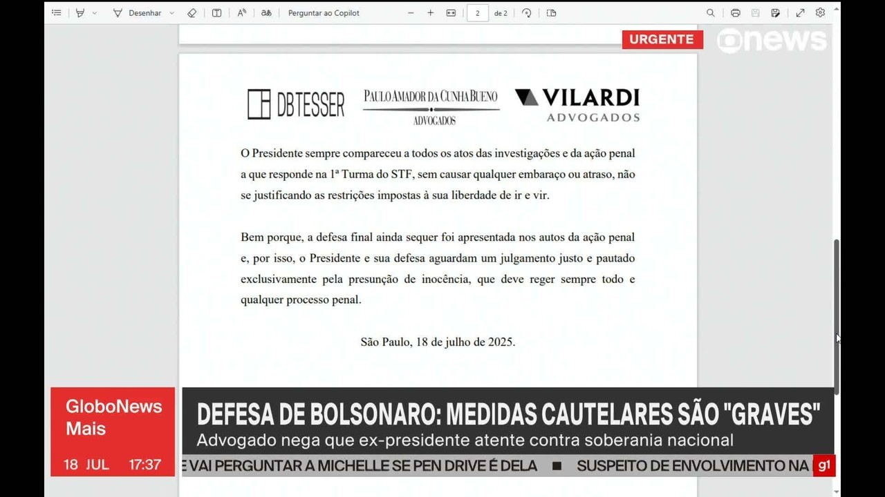 Defesa diz que Bolsonaro é punido por 'atos de terceiros' e que frases 'atentatórias à soberania nacional' não foram ditas pelo ex-presidente
