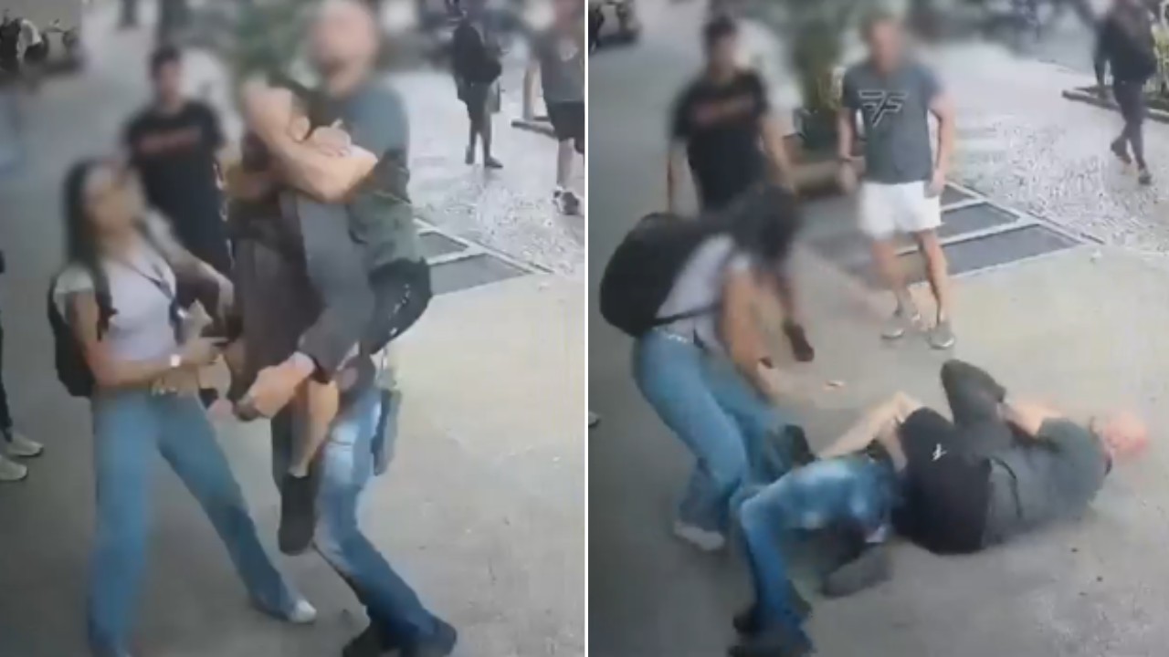VÍDEO: delegado dá 'mata-leão' em homem que perseguiu e tomou celular da ex-companheira em BH