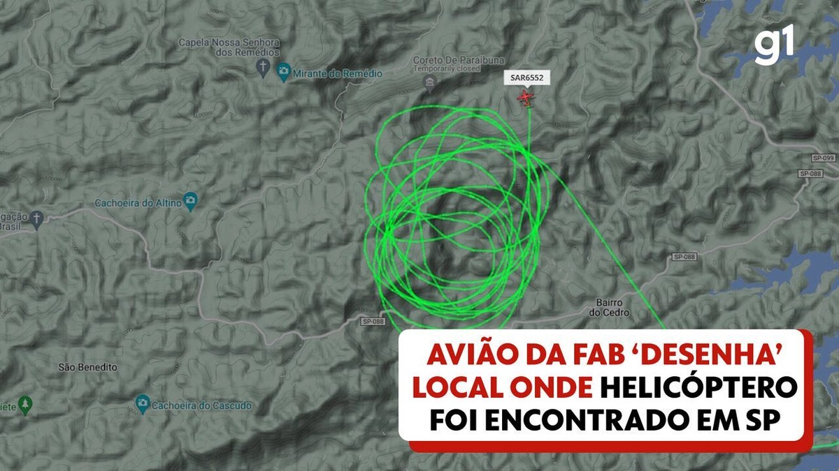 Avião da FAB 'desenha' no ar local onde helicóptero foi encontrado ...