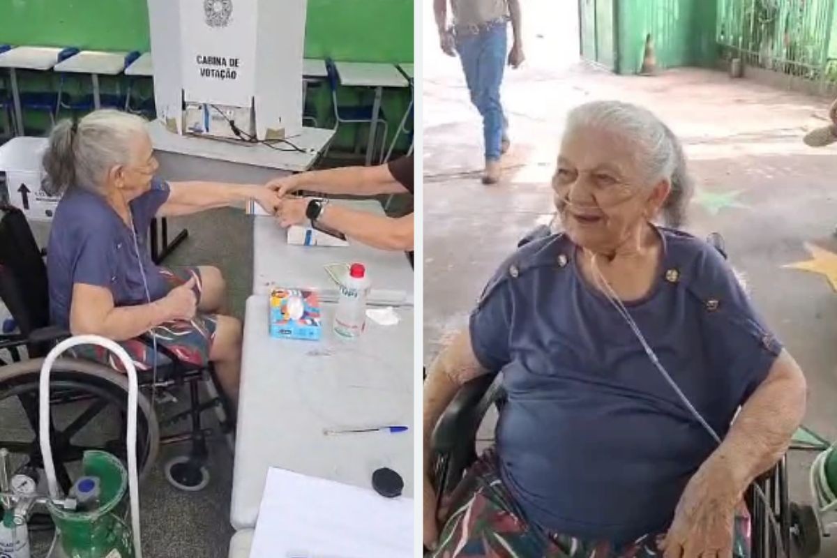 Aos 84 anos, idosa que usa oxigênio 24 horas por dia vai às urnas com cilindro em Campo Grande