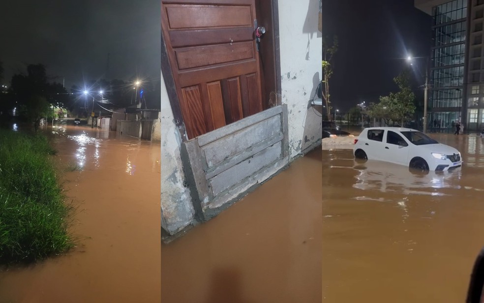 Chuva deixa ruas alagadas e pessoas ilhadas em Pouso Alegre, MG — Foto: Redes sociais