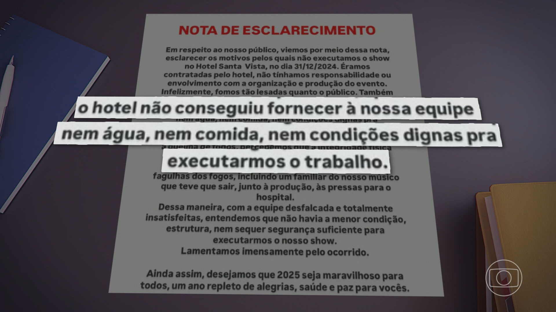 Público de réveillon em hotel em Santa Teresa reclama de problemas na comida, bebida, música e até fogos do evento