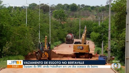 Acesso ao setor Bertaville fica interditado para obras após vazamento de esgoto