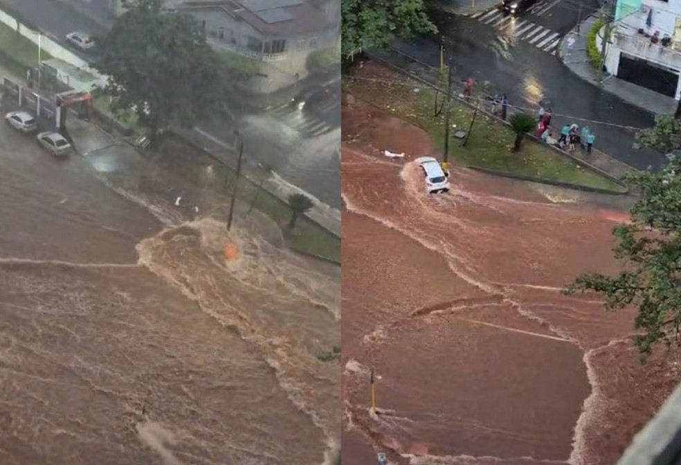 2 de 10
Moradores salvam mulheres presas em carro tomado pela enxurrada em Bauru — Foto: Rafael Iglesias/Arquivo Pessoal