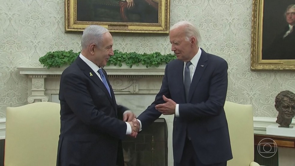 Biden insiste para que Netanyahu aceite um cessar-fogo com o Hamas na Faixa de Gaza — Foto: Reprodução/TV Globo