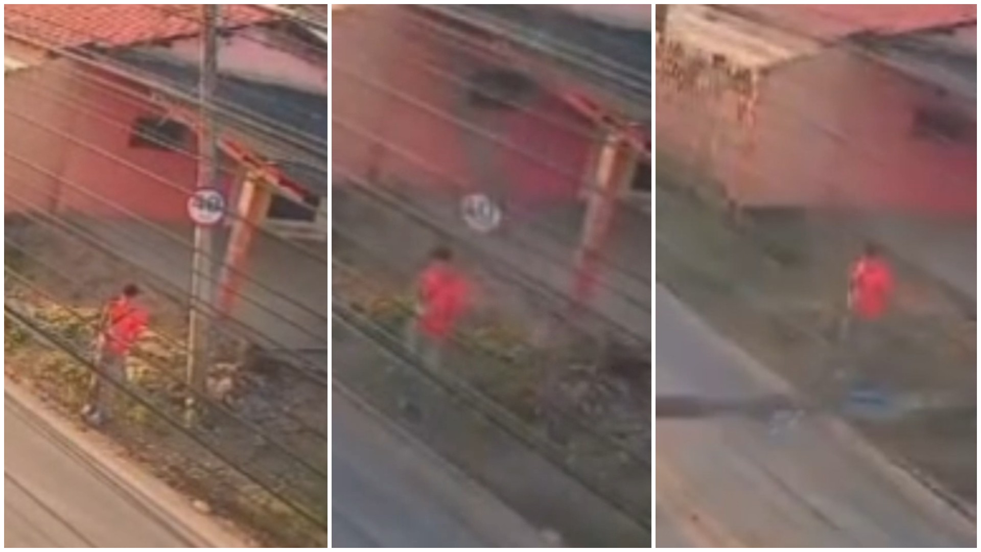 Poste cai e quase atinge pedestre na Grande Fortaleza; veja vídeo