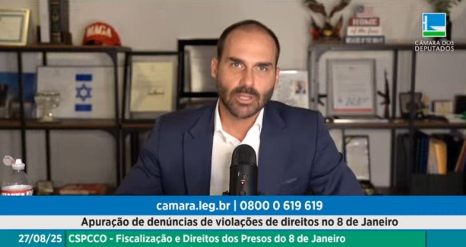 Sem presença desde março, Eduardo Bolsonaro participa remotamente de audiência na Câmara