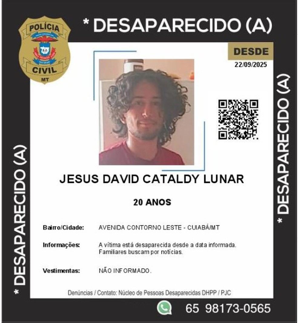 Jesus David Cataldy Lunar — Foto: PJC-MT