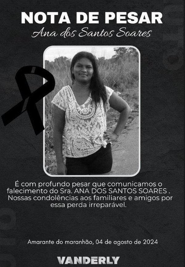 Nota de pesar pela morte de Ana dos Santos Soares &mdash; Foto: Divulga&ccedil;&atilde;o