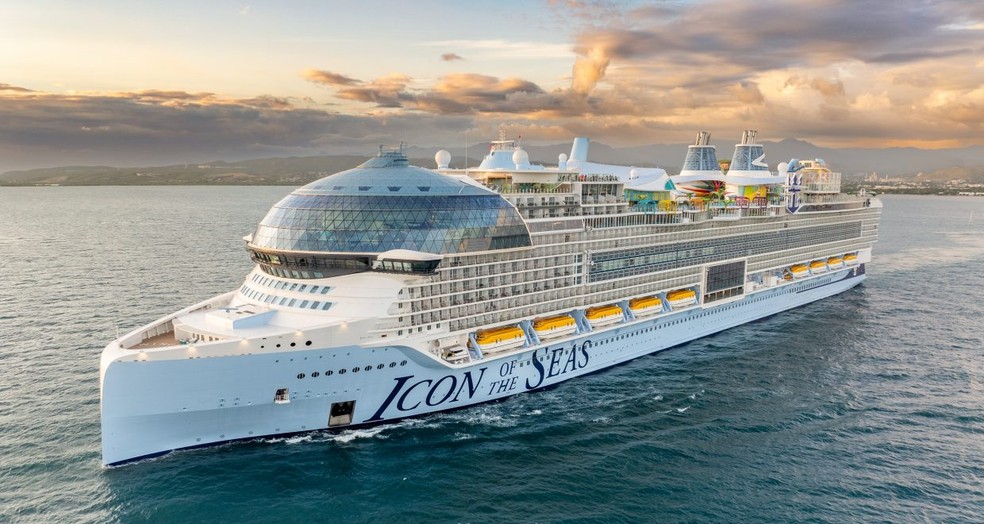 Icon of the Seas é um dos maiores navios de cruzeiro do mundo e é alimentado por gás natural liquefeito — Foto: Divulgação Royal Caribbean