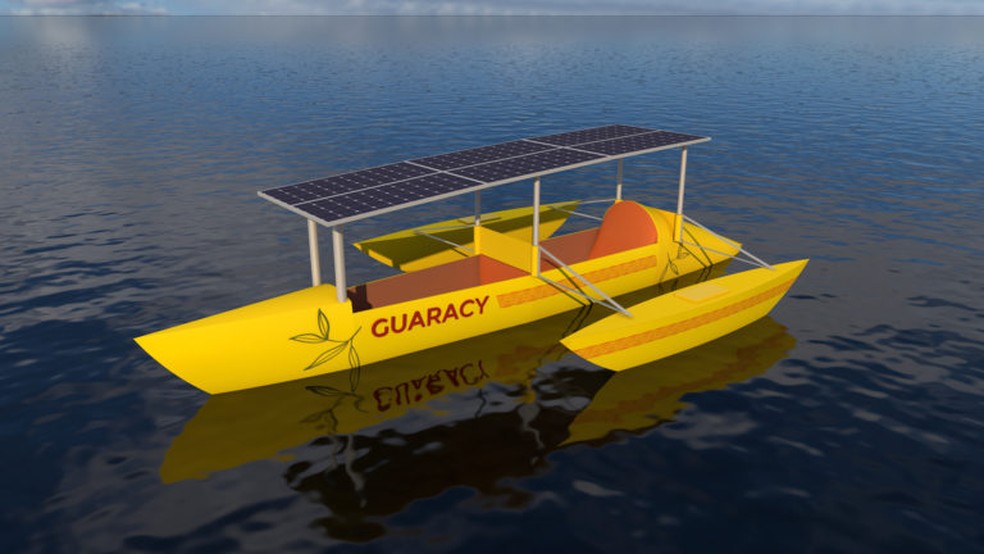 O barco 'Guaracy' foi construído essencialmente para a expedição — Foto: Arte: Aventura Produções