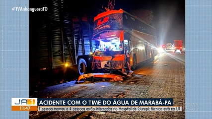 Acidente envolvendo ônibus do Águia de Marabá na BR-153 causa morte de preparador físico