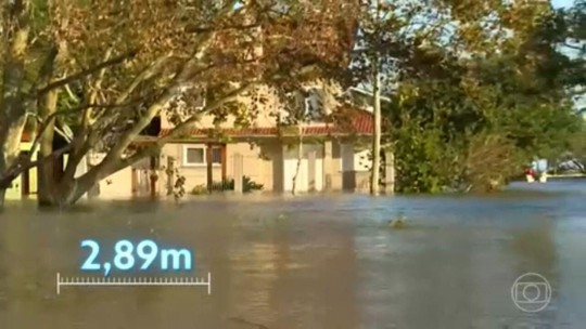 Nível da água volta a bater recorde em pontos do extremo sul do RS - Programa: Jornal Nacional 