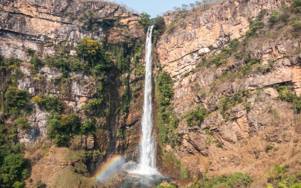 Salto do Itiquira: a maior cachoeira acessvel do pas com seus 168 metros, em Formosa, Gois  Foto: Divulgao/Gois Turismo