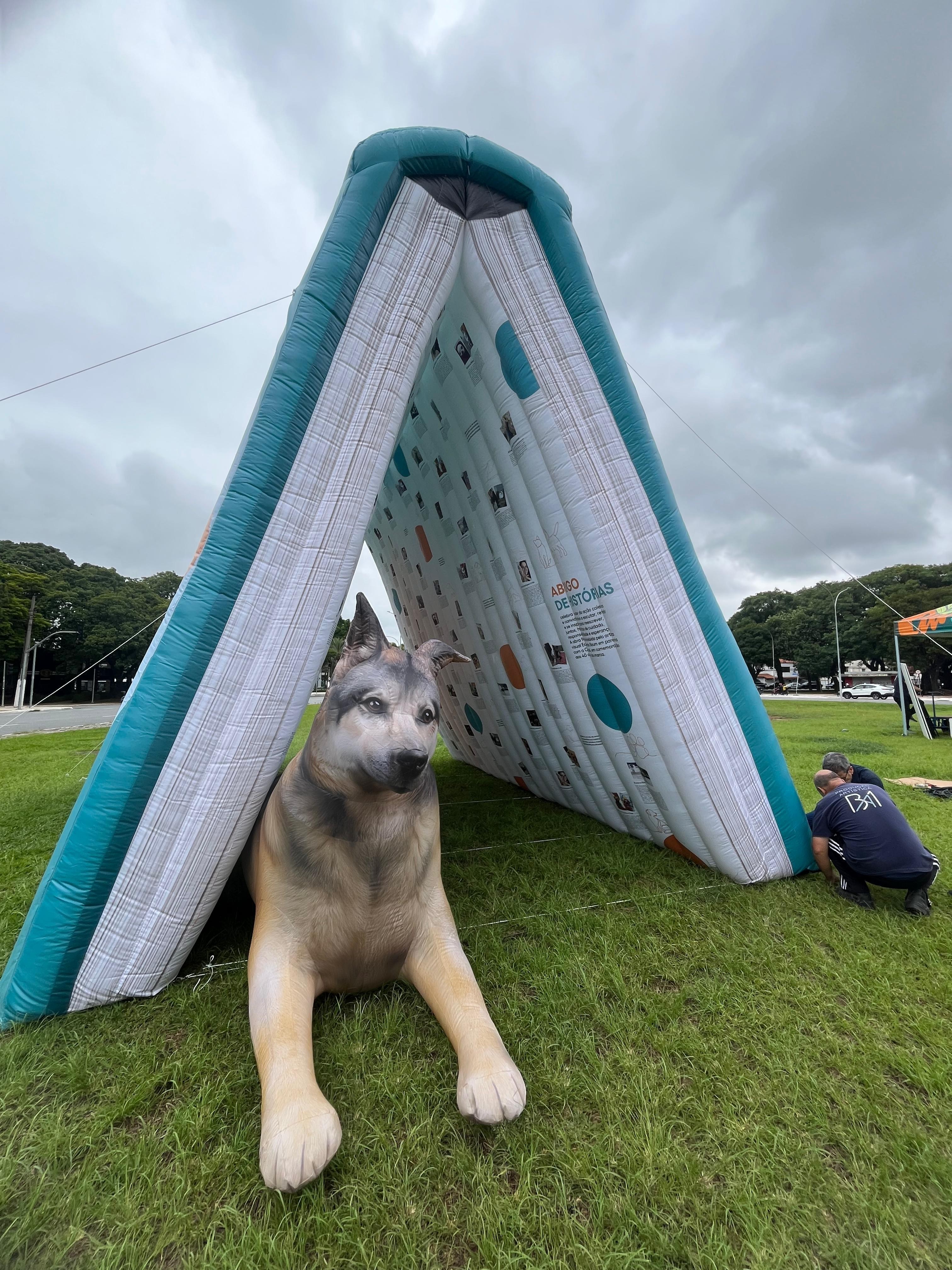Esculturas de gato e cachorro gigantes invadem região do Ibirapuera para celebrar amor e incentivar adoção de pets