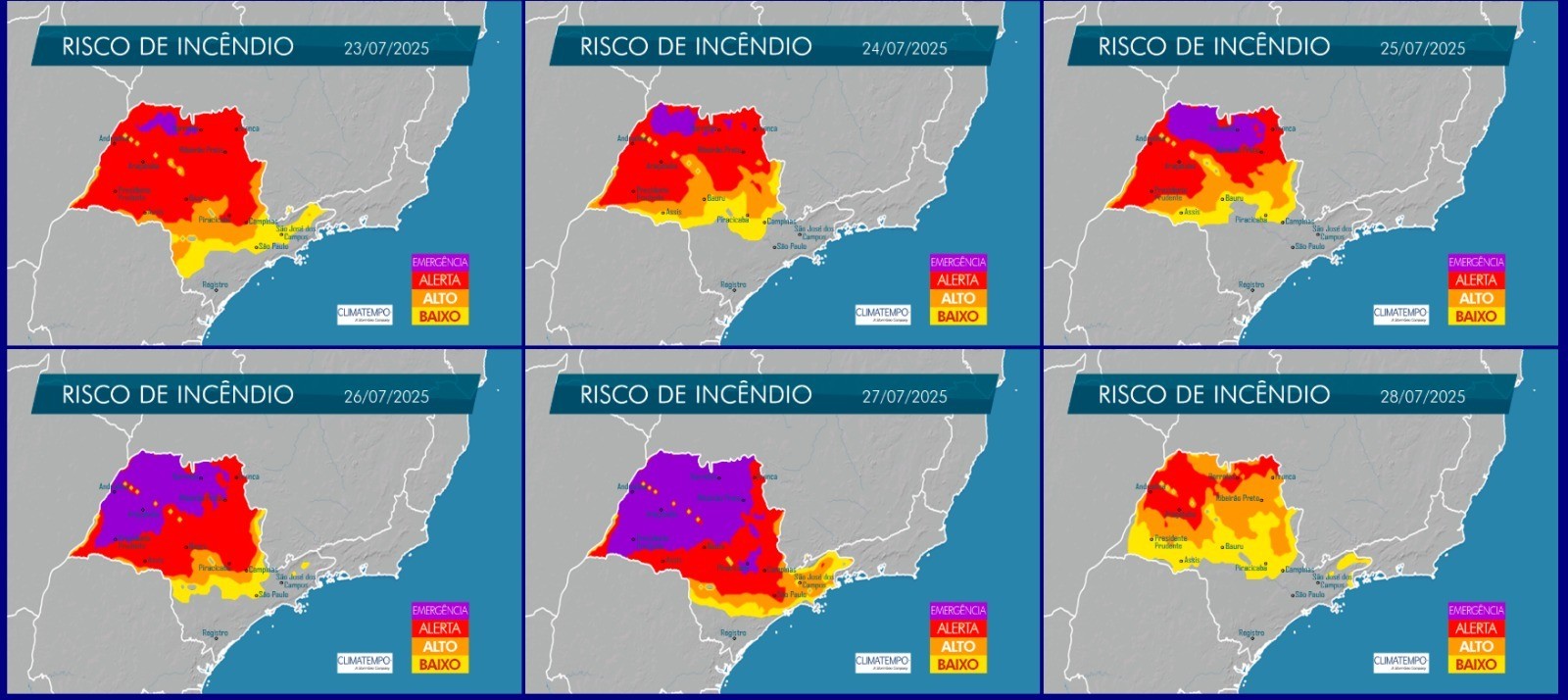 Defesa Civil emite alerta para risco de incêndios florestais na região noroeste de SP