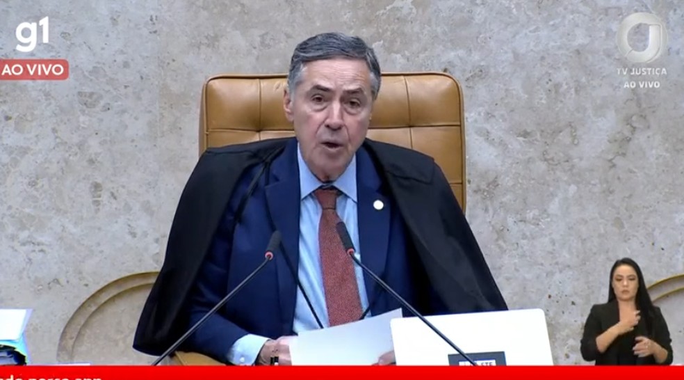 Barroso em julgament do STF sobre responsabilidade das redes sociais — Foto: Reprodução
