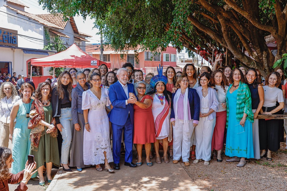 Presidente da República, Luiz Inácio Lula da Silva, durante Almoço alusivo ao Dia Internacional das Mulheres, no restaurante da Tia Zélia — Foto: Ricardo Stuckert / PR