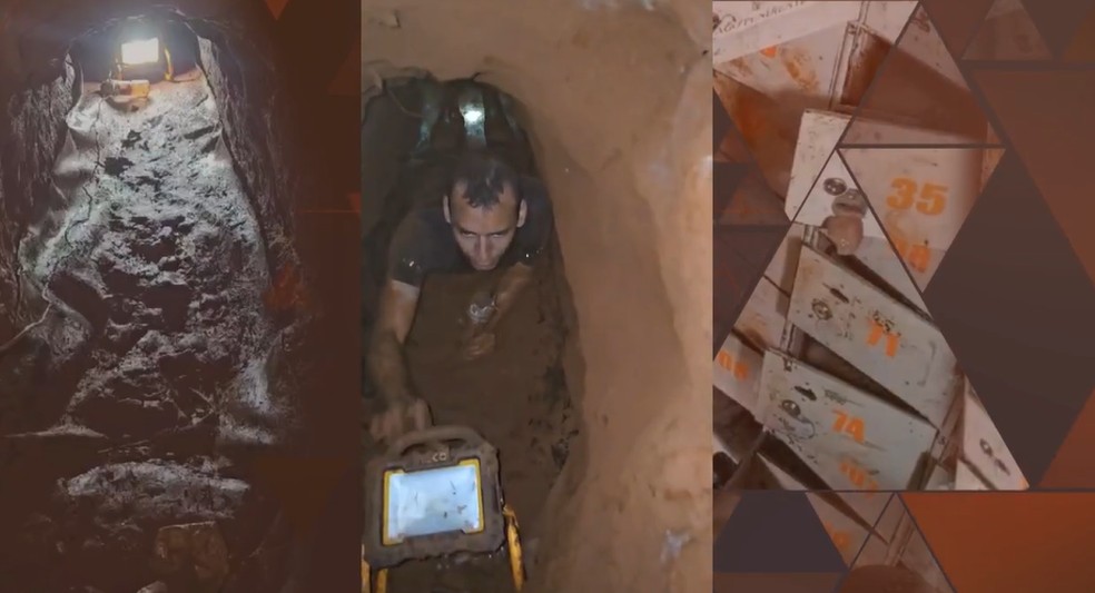 Policiais levaram 3 horas para atravessar o túnel. — Foto: TV Globo/Reprodução