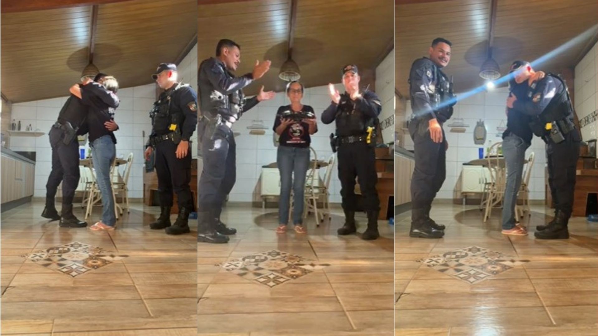 VÍDEO: moradora de MT ganha parabéns de policiais após ligar no 190 para pedir companhia no aniversário