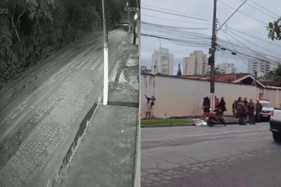 Motociclista sem CNH morre após bater em poste no litoral de SP; VÍDEO
