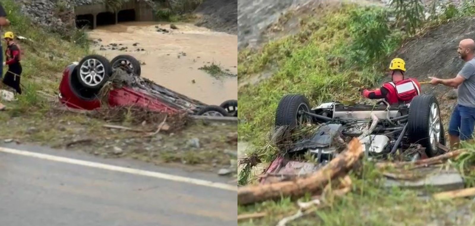 Bebê e casal são encontrados mortos em carro arrastado pela água durante fortes chuvas em Palhoça (SC)