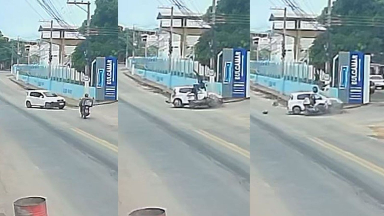 VÍDEO: motociclista 'voa' após ser atingido por carro em avenida de Cachoeiro
