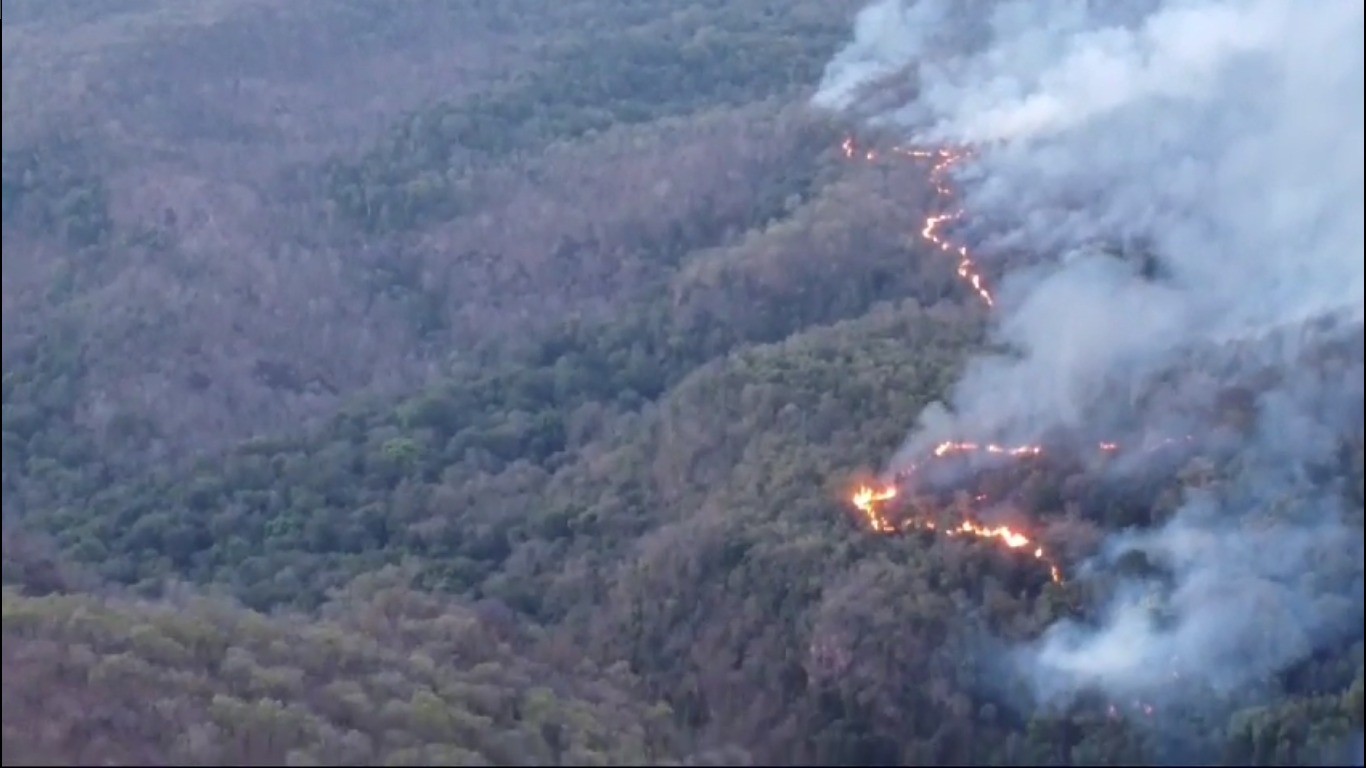 Serra de Maracaju: bombeiros tentam conter incêndio há 3 dias em área que divide Pantanal e Cerrado em MS