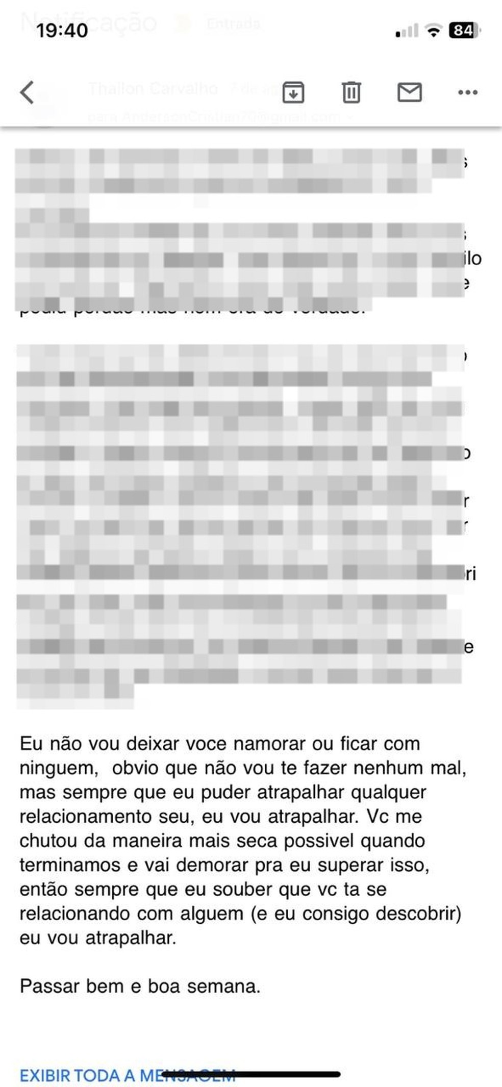 Mensagens que Anderson Aragão recebeu no mês de maio de 2024 por e-mail — Foto: Reprodução/Arquivo pessoal