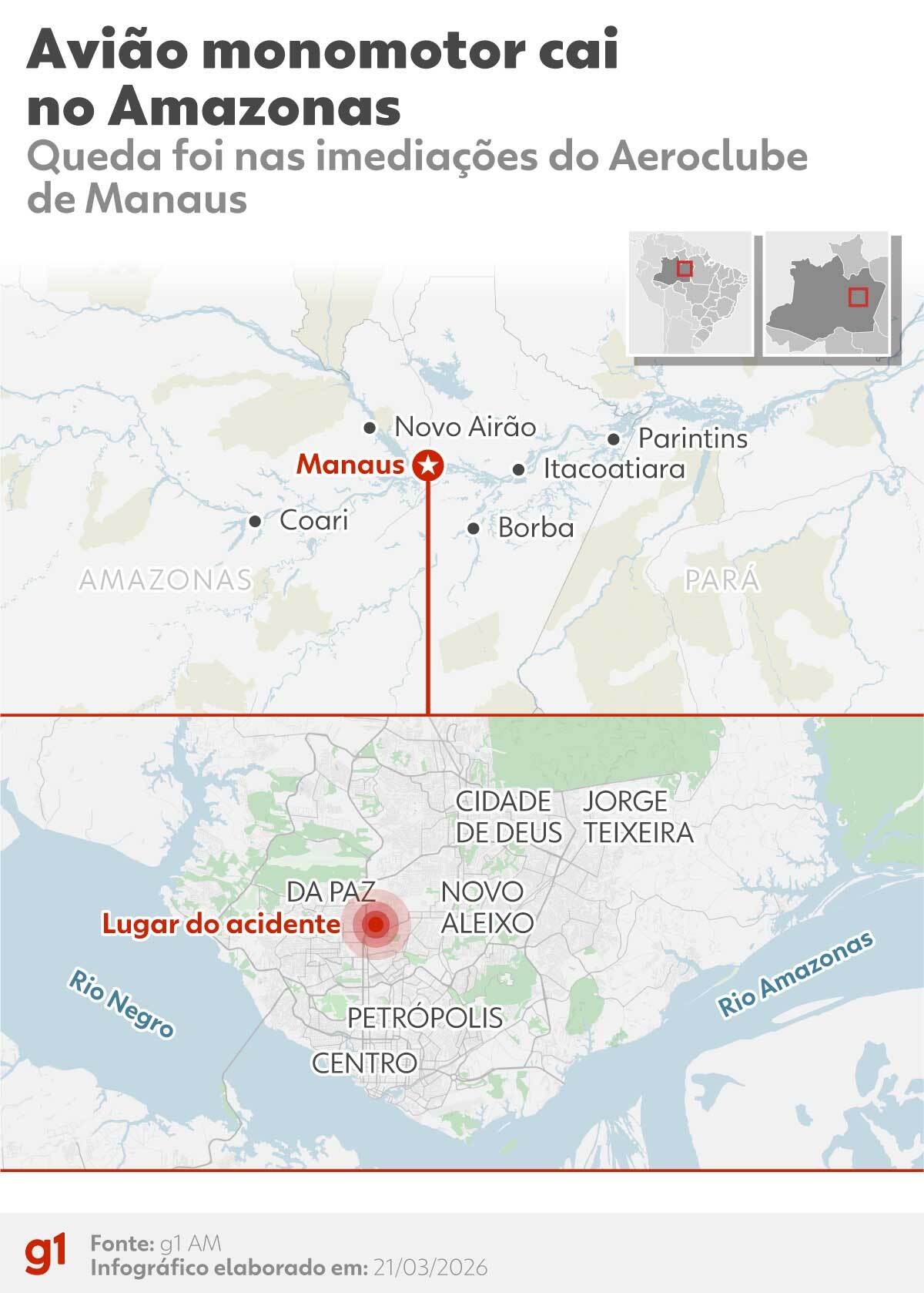 Vídeo mostra momentos da queda de avião monomotor em Manaus