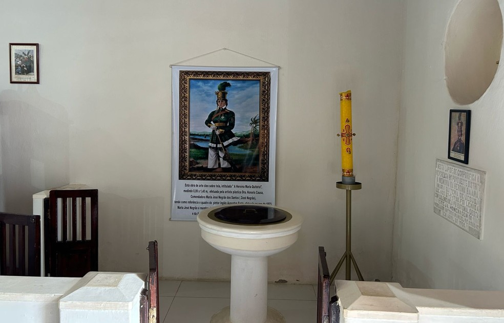 Pia onde Maria Quitéria foi batizada está localizada no Distrito de Tiquaruçu em Feira de Santana — Foto: Gerson Figueredo