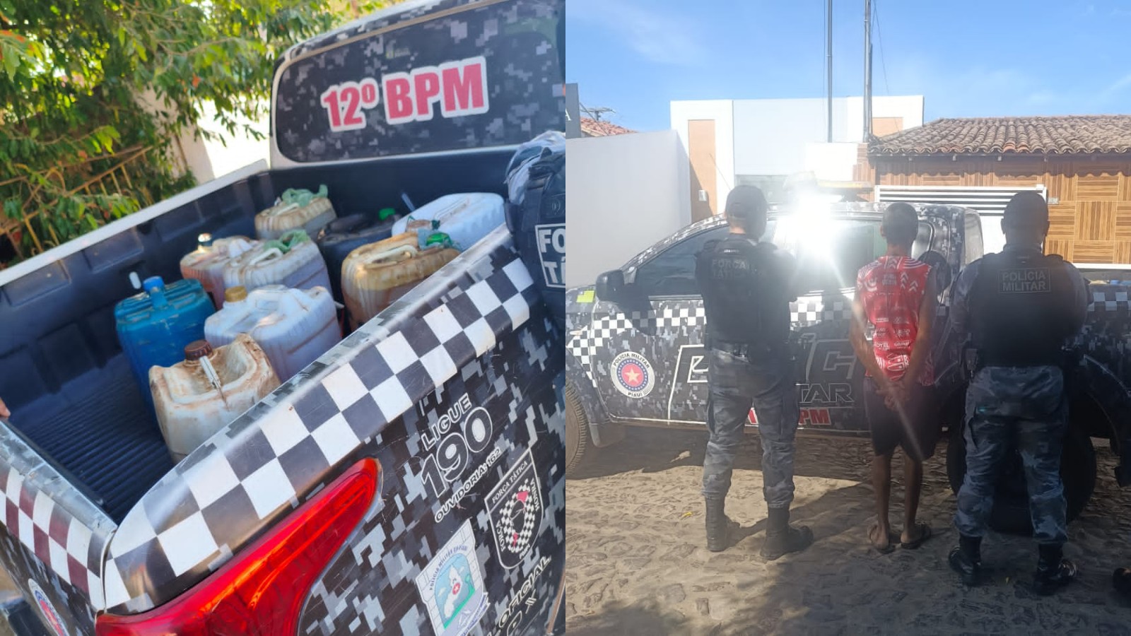 Homem é preso suspeito de furtar combustível de ônibus escolares no PI; 10 galões apreendidos