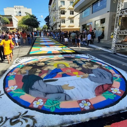 Tapetes de Corpus Christi em Castelo, no Sul do Espírito Santo — Foto: Prefeitura de Castelo