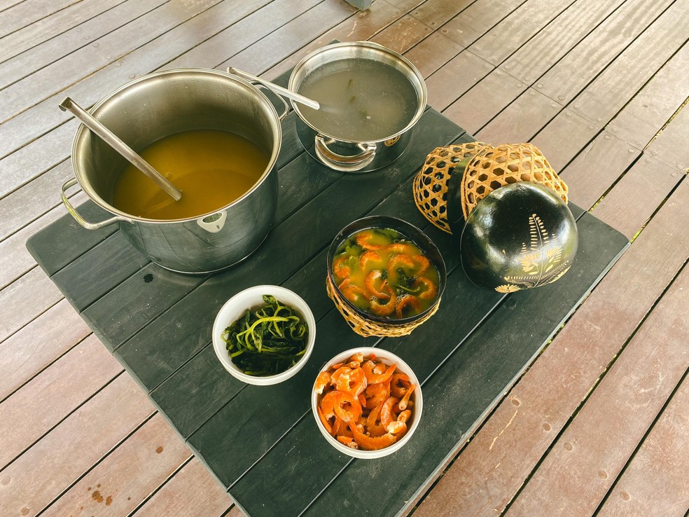Ingredientes para a montagem do tacacá. — Foto: Juliana Bessa/ g1 Pará