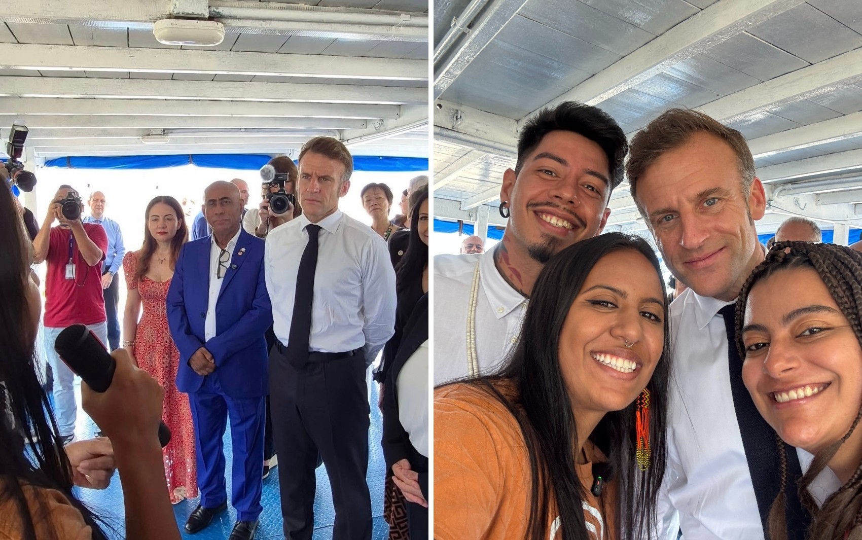 COP-30: Jovem indígena goiana encontra presidente da França e fala sobre crise climática: ‘País tem muitos biomas que dependem uns dos outros’ 