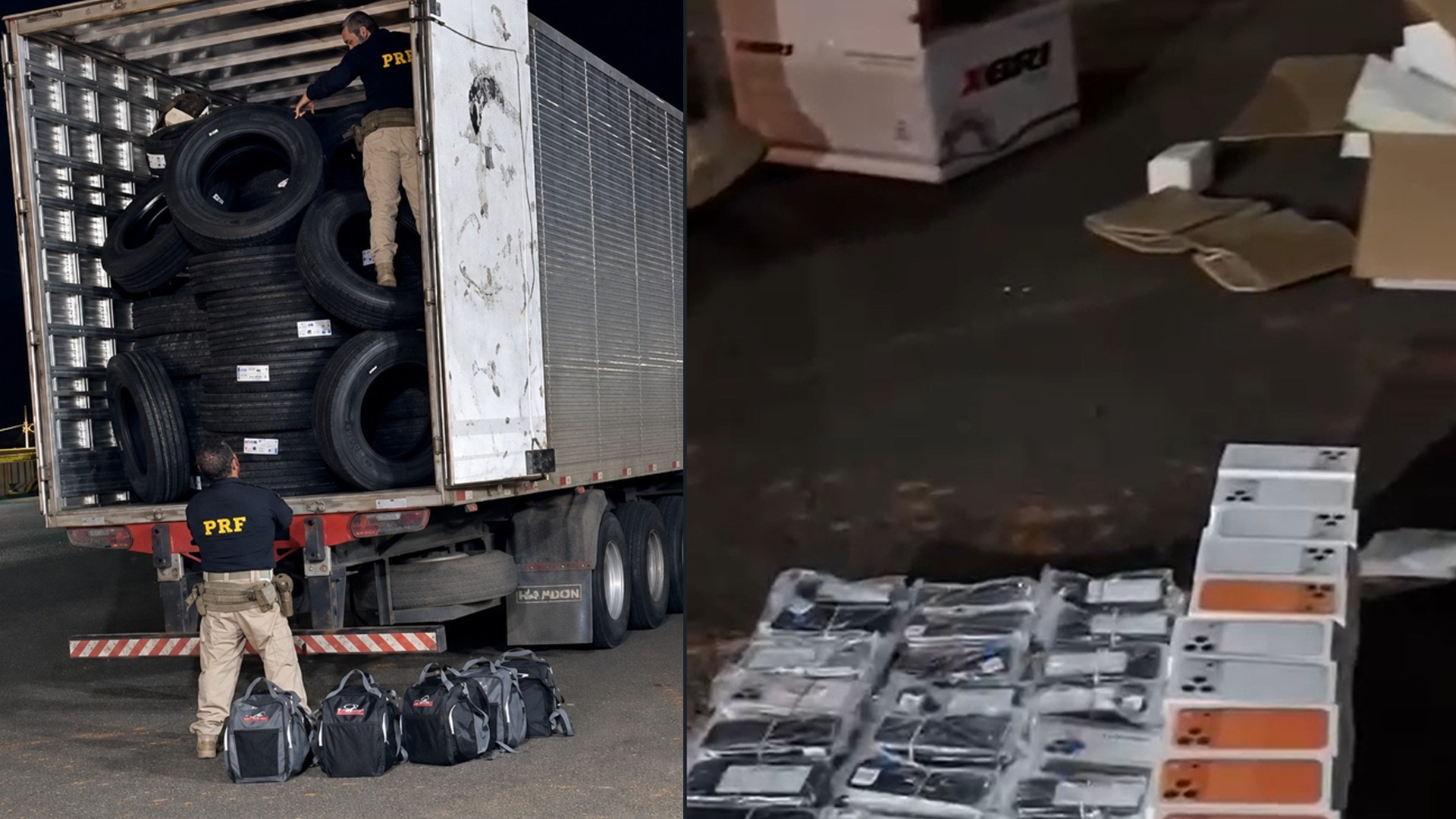 Contrabando de mais de 400 celulares é apreendido escondido em carga de pneus na BR-153