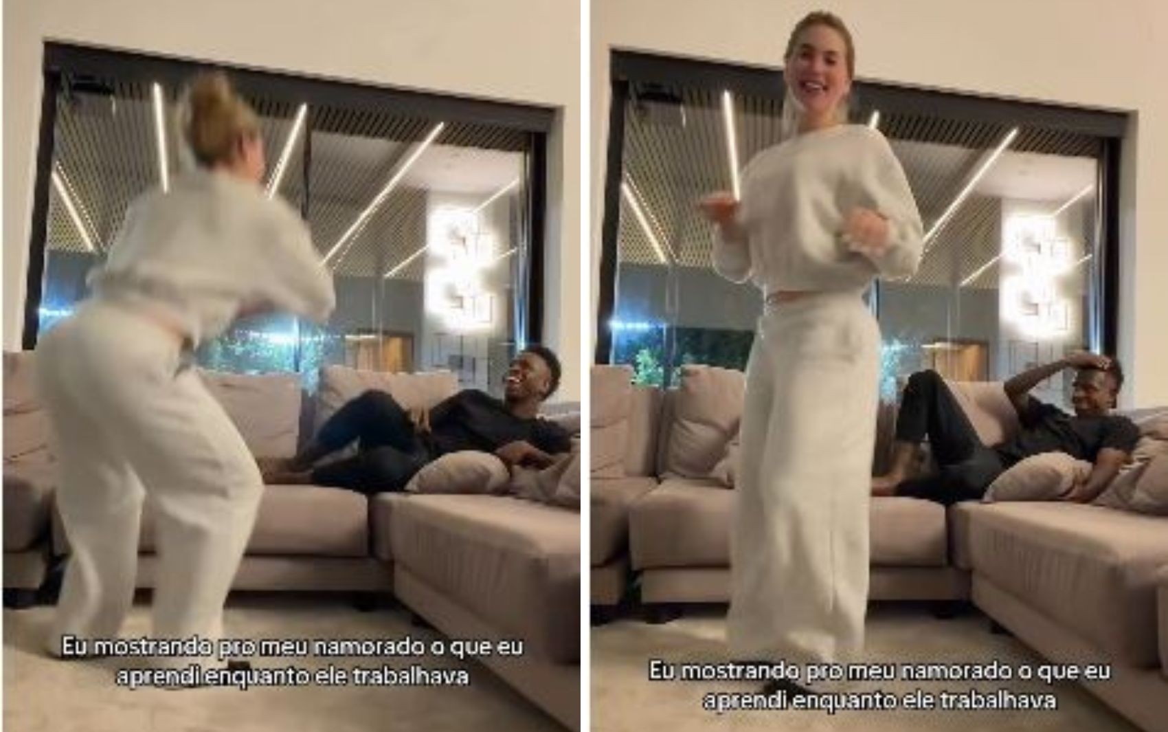Virginia posta vídeo mostrando dancinha para Vini Jr.: 'Aprendi enquanto ele estava trabalhando'