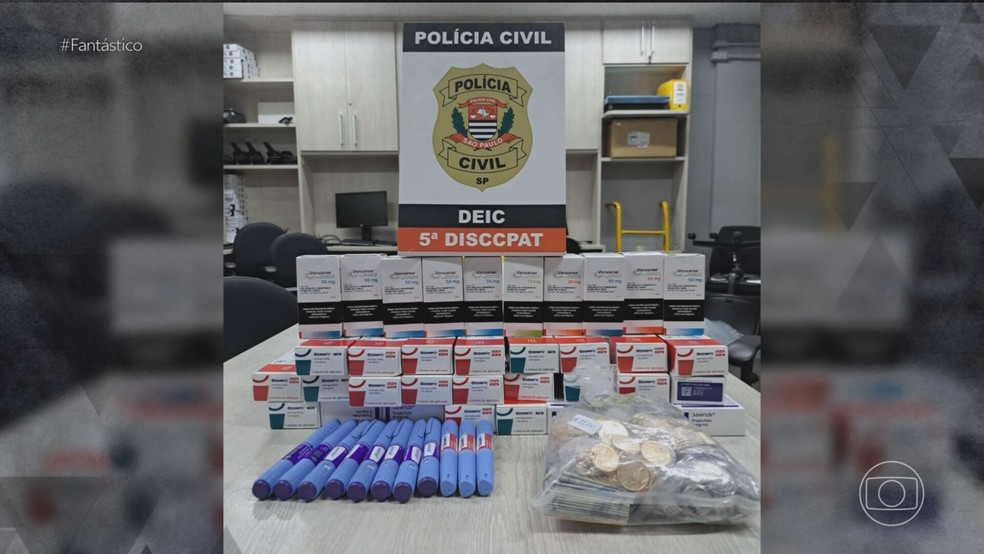 Ladrões invadem farmácias de São Paulo para roubar um tipo específico de medicamento: as canetas pra tratar obesidade. — Foto: Reprodução/TV Globo