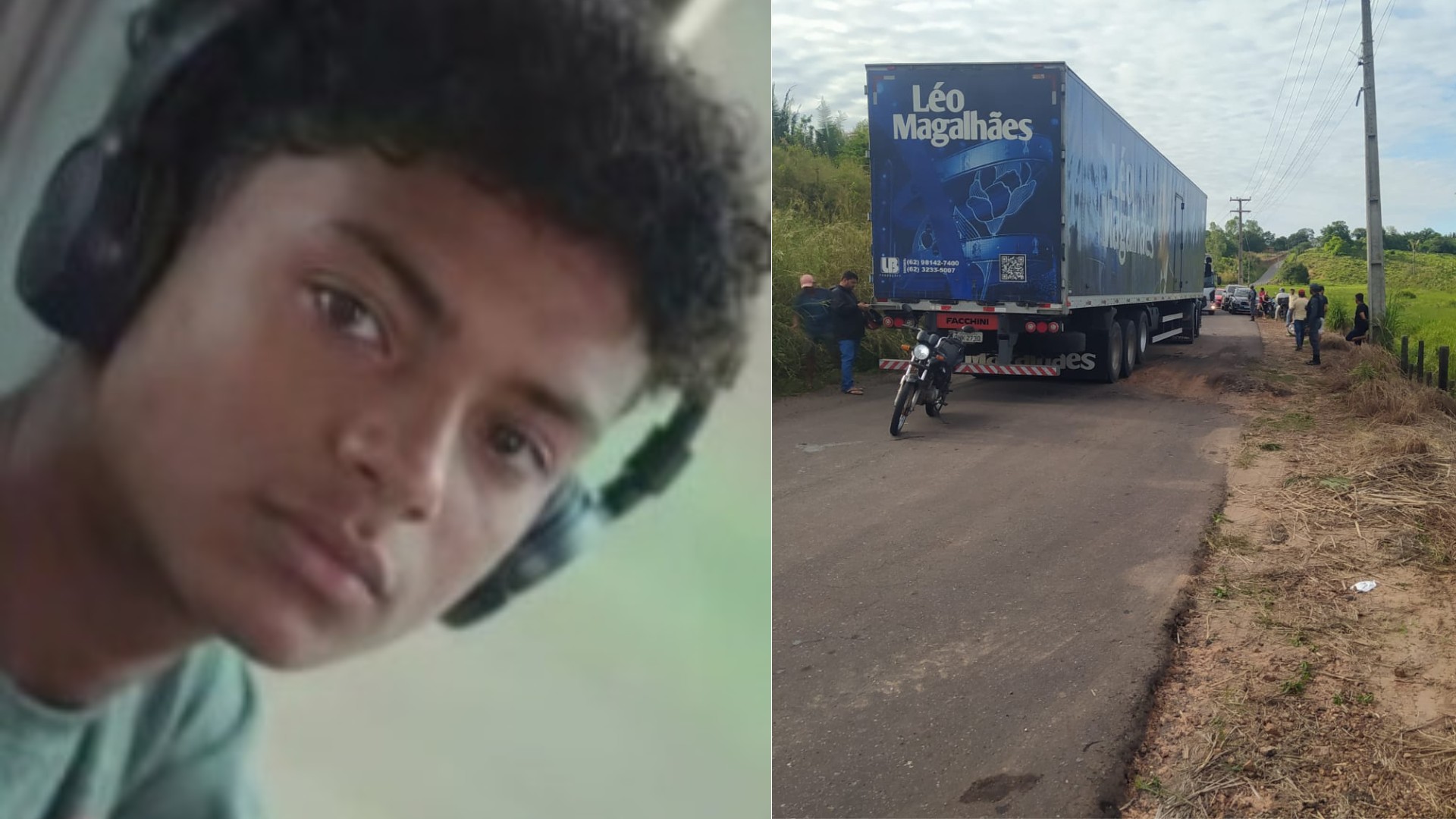 Jovem morre em colisão entre moto e carreta que levava equipamentos de Léo Magalhães no MA