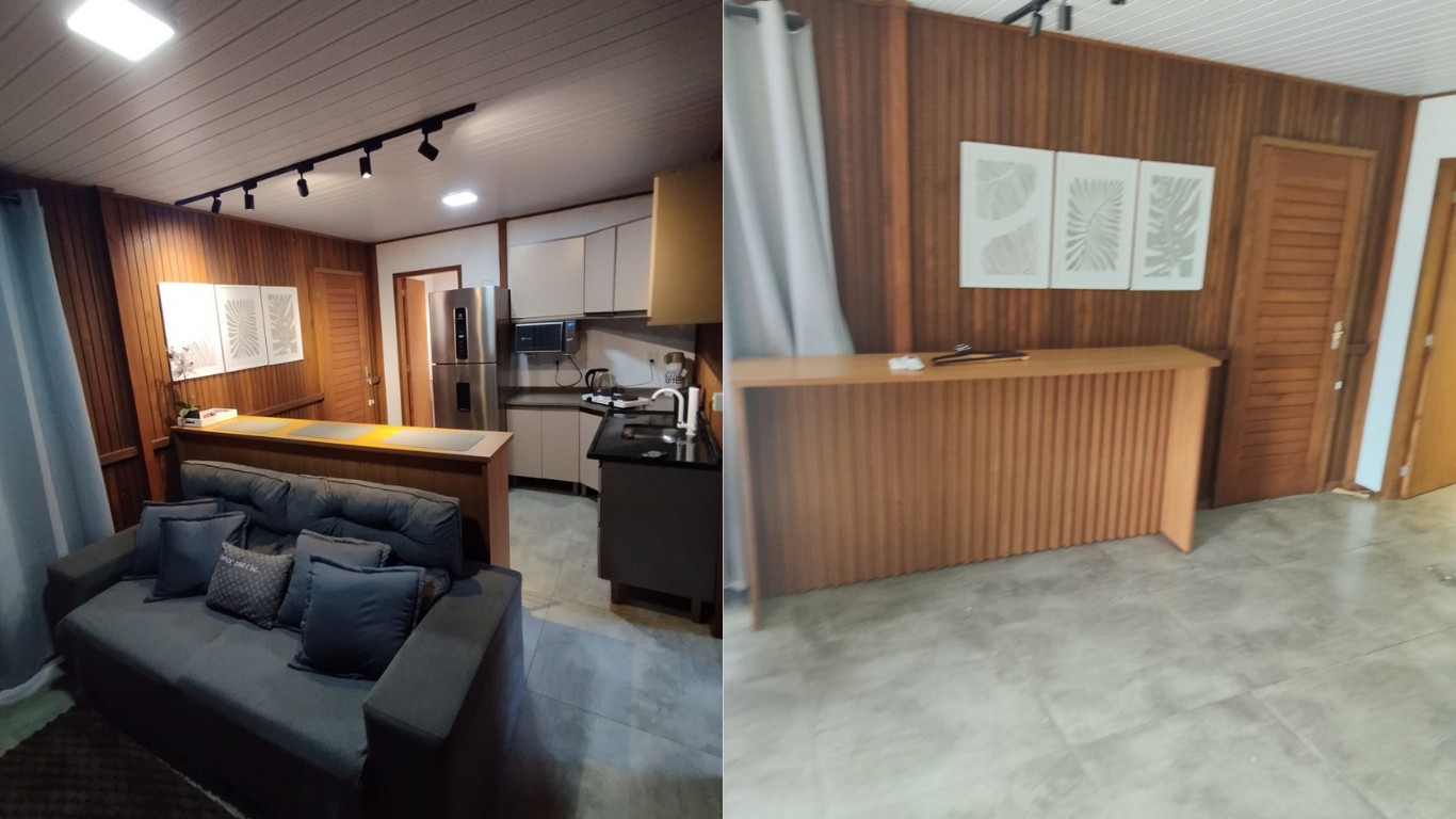 ANTES e DEPOIS: fotos mostram Airbnb que teve R$ 17 mil em móveis vendidos por hóspede em SC