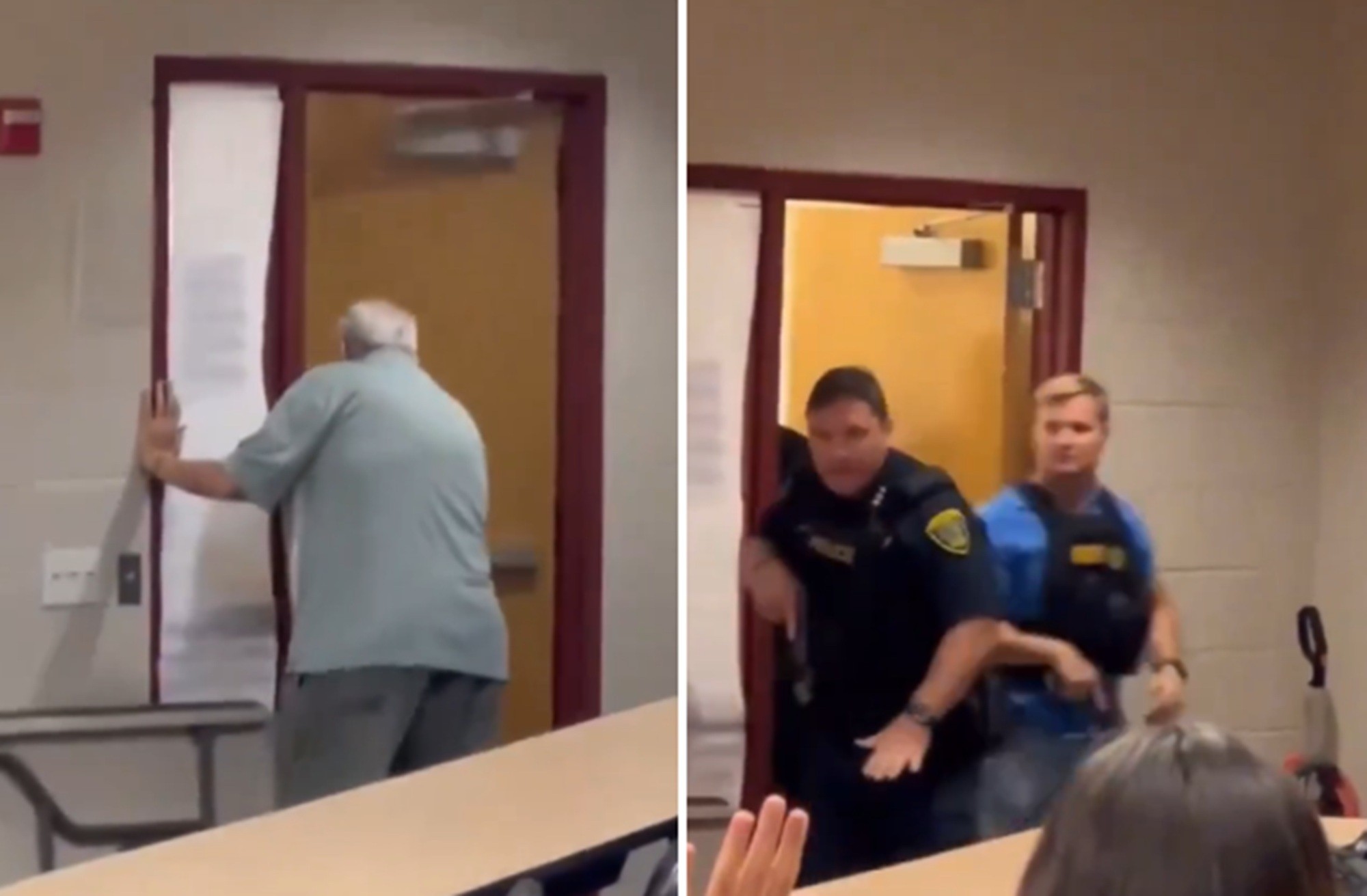 É #FAKE que vídeo mostre ação do ICE para prender alunos imigrantes em escola nos EUA; cena ocorreu após trote sobre tiroteio em 2022