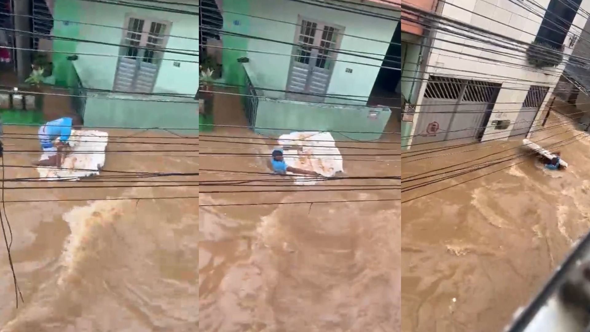 Homem é arrastado por correnteza de enchente no Grande Recife; VÍDEO